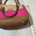 Tignanello Satchel Handbag Pink Brown Beige Colorblock Top Handle Shoulder Bag Pink Photo 4