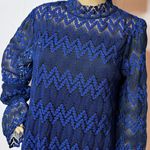 Free People  Simone Blue Crochet Mini Dress With Lace Bell Sleeves Size Small Photo 8