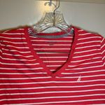 Nautica  Pink-coral/White Striped V Neck Short Sleeve Tee S Photo 2