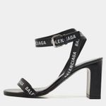 Balenciaga  Black Logo Strap Heels Photo 0