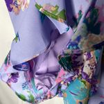 Everly  Floral Pleated 3/4 Sleeve V-Neck Ruffle Romper Medium Purple Lightweight Photo 9