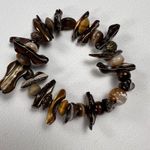 None Handmade Beaded Bracelet Trio Tribal Browns Earth Tones Mixed Materials Photo 3