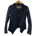 BLANK NYC Private Practice Faux Leather Front Draped Moto Jacket Black Small Photo 1
