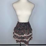 OLIVE des OLIVE Black Floral Poppy Tiered Ruffle Short Mini Skirt XS/S Photo 1