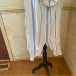 H&M LONG LINEN STRIPED SHIRT DRESS BUTTON DOWN BLUE WHITE LONG SLEEVES SZ LARGE Photo 8