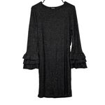 Lulus Rooney Heather Dark Grey Flounce Sleeve Bodycon Sweater Dress Size L Photo 2