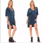 We The Free Free People Luxe Tee Blue Crushed Velvet Tunic Dress Size S Photo 1