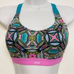 Victoria's Secret Victoria’s Secret VSX Sport Bra Teal Pink Geometric Print Crossback Size‎ 32B Photo 0