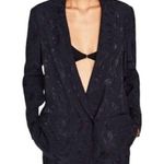ZARA  Navy Floral Jacquard Soft Blazer Size Medium Photo 0