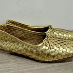 Freda Salvador Jada Braided Leather Bow Ballet Flats Metallic Gold Women's 10 Photo 5