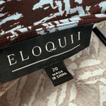 Eloquii A-Line Puff Sleeve Dress Women 20 Brown Blue Brush Stroke Keyhole Artsy Photo 5