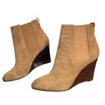 Sam Edelman Wedge Boots Womens Size 8.5 Tan Leather Chelsea Pointed Toe Booties Photo 1