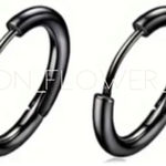Black Huggie Hoop Earrings 14mm Photo 0