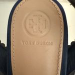 Tory Burch Marguerite Perforated Floral Navy Blue Slingback Block Heel Sandal 10 Photo 4