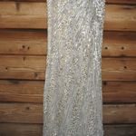 Mac Duggal  5687 SEQUINED ONE SHOULDER DRAPED LACE UP GOWN dress  Silver 8 Photo 8