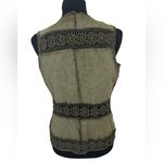 Boho Olive Green Crochet Leather Vest Photo 1