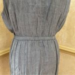 Nicole Miller Stretch Linen Utility Chambray Shirt Dress Blue Denim Linen Sz 14 Photo 6