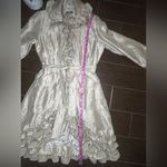 Samuel Dong shimmer champagne bubble ruffle hem coat/dress sz small Gold Photo 9