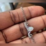 Disney  Silver Toned Necklace With Heart Pearl Pendant Photo 7