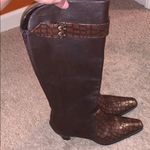 Prevata Brown Diana Leather Croc Heeled Boots Brown Size 8 Photo 6