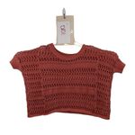 Women's Orange Large Short Sleeve Sweater Crop Top 31c Photo 7