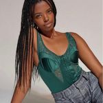 Urban Outfitters  Green Satin & Lace Corset Bustier Bodysuit Out from Under Sz XS Photo 0