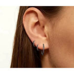 Boutique NEW Black‎ Onyx Sterling Huggie Hoop Earrings, 9mm Photo 10