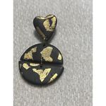 Black And Gold Polymer Clay‎ Dangle Earrings Fashion Costume Statement Jewelry Photo 4
