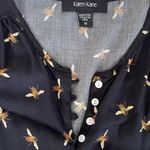 Karen Kane bumblebee print blouse front buttons long bubble sleeves Size Medium Photo 1