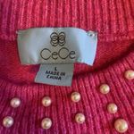 CeCe  Women’s Size Large Bright Pink Long Sleeve Pearl Embellished Sweater Barbie Photo 6