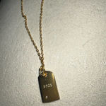 Minimalist unisex 925 Sterling silver tag charm Gold Photo 1