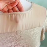 Adrienne  Gold Beige Sheer Textured Top Blouse S Photo 2