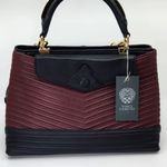 Vince Camuto  Black and Black Cherry Satchel Bag with shoulder strap Photo 7