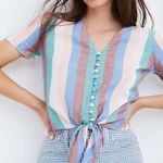 Madewell  Novel Tie-Front Button Top in Flagstaff Stripe Photo 2