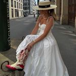 ZARA  dress maxi poplin ruffle flowy white corset bohemian summer vacation Photo 13