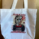 Halloween Horror Reusable White Tote Bag 13.5x13.5x4 NEW Photo 0
