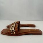 ZARA Square Toe Vegan Leather Gold Chain Slides in Brown Size 7.5 or 38 Photo 5