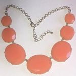Silver Tone & Peach Chunky Retro Boho Statement Necklace Photo 0