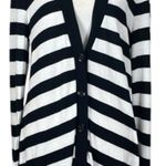 Soma Sweater Long Cardigan Button Front V-neck Black White Stripes Women’s Large Photo 9