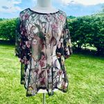 SHEIN Vacay Sheer Floral Mesh Plus Size Top Black Photo 3