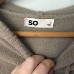 SO  Ribbed Khaki Brown Knit Cozy Fuzzy Pullover Hoodie Photo 4