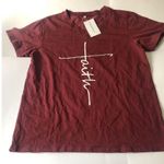 DANVOUY Women's sz Large Summer Casual Letters Faith Printed V Photo 1