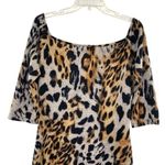 G1K Knit Sweater Dress Leopard Animal Print Midi Black Size L Photo 7