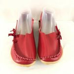 Kunsto Womens Leather Loafers Flats Slip On Pebbled Red Size 42 US 9 Photo 1