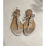 Badgley Mischka Jewel  Women's Larissa Flat Pearls Ornamented Sandal Champagne 7 Photo 7