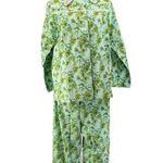 Vintage 70s Paisley Sleep Set Petite Psychedelic Dagger Collar Green Pajamas Size L Photo 10