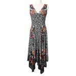 Saloni Zuri Dress Asymmetrical Silk Floral Size 4 Black Photo 2