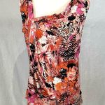 Alex Marie asymmetrical pleated neck abstract floral print top size medium Photo 0