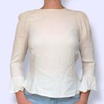Reformation white/ cream three-quarter sleeve blouse with small keyhole detail Photo 0