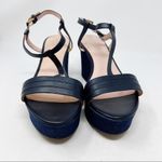 Kate Spade Tallin Vacchetta Platform Wedge Sandals Size 10 Navy Black Photo 7